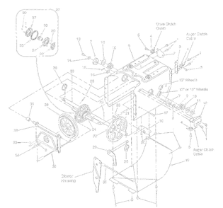 Frame Assembly Diagram and Parts List for 31AE640F372 1999 Yard Machines Snow Blower